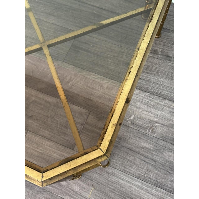 Vintage Hollywood Regency Style Brass and Smoked Glass Coffee Table, 1970s For Sale - Image 11 of 17