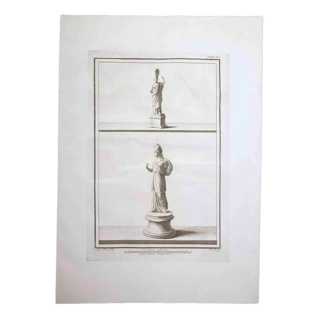 Ludovico Boily, Athena Goddess, Ancient Roman Statue, Original Etching on Paper, 18th-Century For Sale