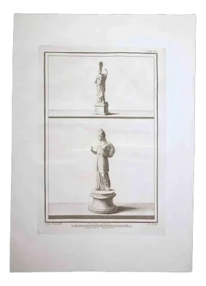 Ludovico Boily, Athena Goddess, Ancient Roman Statue, Original Etching on Paper, 18th-Century