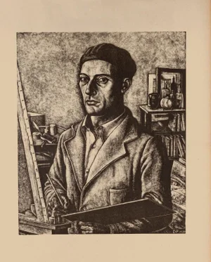 Diego Pettinelli, Self-Portrait, Lithograph on Paper, 1939