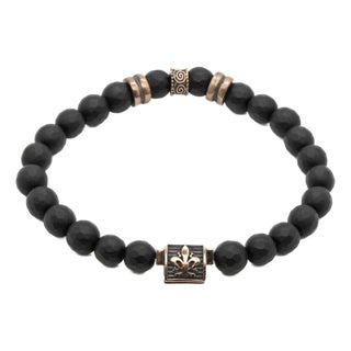 Onyx Fleur De Lis Beaded Bracelet For Sale