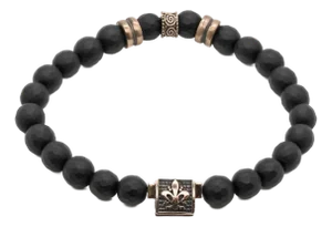 Onyx Fleur De Lis Beaded Bracelet