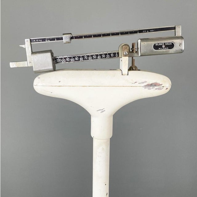 Italian White Metal Vertical Medical Scale from Salus, 1960s For Sale - Image 6 of 17