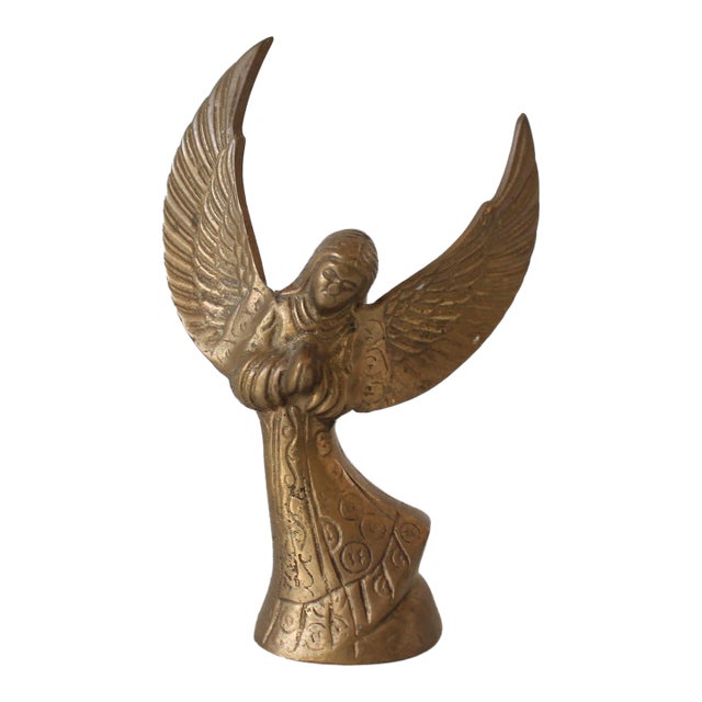 Vintage Brass Angel Taper Candle Holder For Sale