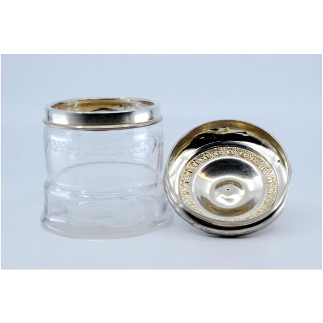 Glass Bottle with Embossed Silver Lid and Pine Cone-Shaped Handle For Sale - Image 6 of 11