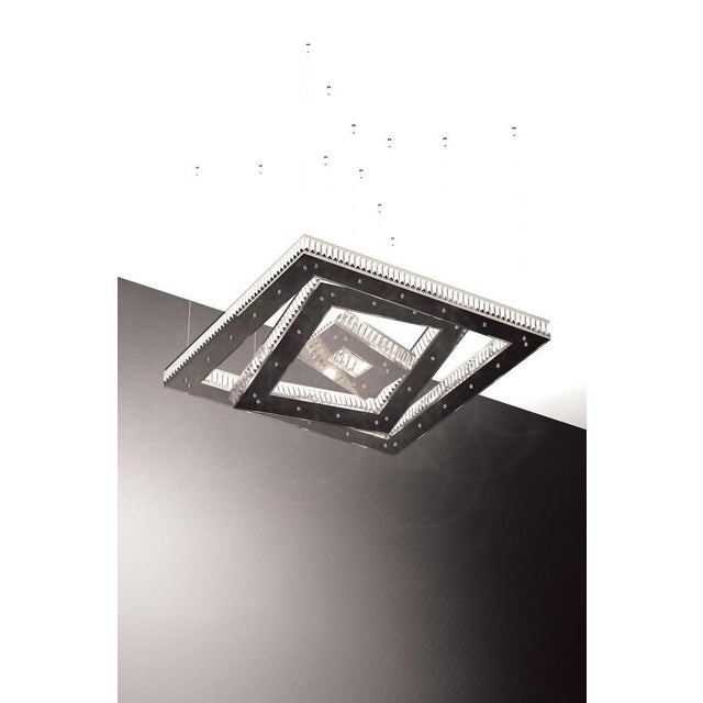 Contemporary Eclipse Square Single Crystal Layer Pendant Lamp by Aggiolight, Set of 3 For Sale - Image 3 of 8