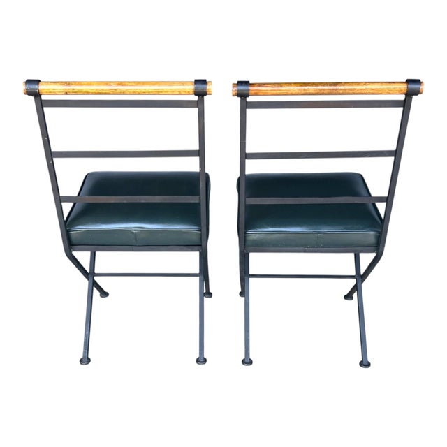 Sculptural Iron X-Frame Dining Chairs in Dark Green Leather – Set of 4 For Sale - Image 13 of 15