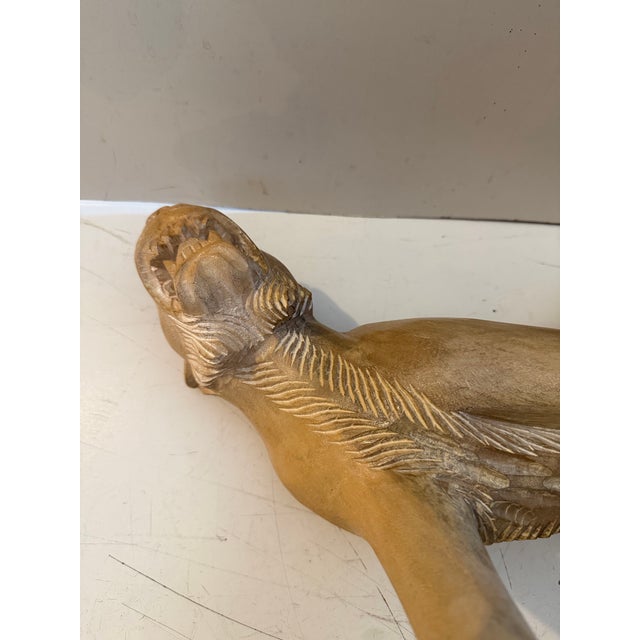 Vintage Hand-Carved Wood Cat Sculpture For Sale - Image 10 of 12