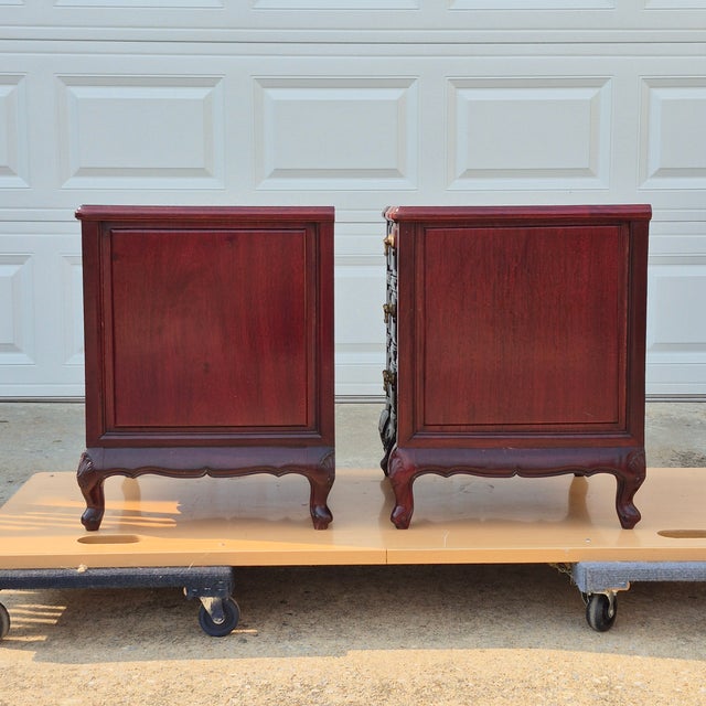 Vintage Petite Mahogany French Provincial Night Stands End Tables, a Pair For Sale - Image 12 of 14