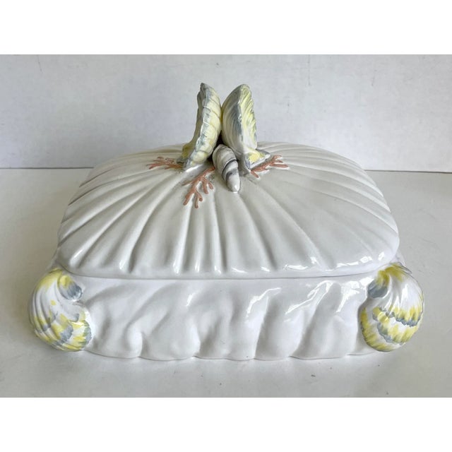 Here is a beautiful porcelain ceramic lidded trinket box made in Italy by Mieselman Imports. As you can see, this piece is...