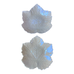 Belleek Pottery 5th Green Mark Dates From 1955-1965 Leaf Plates Set of 2
