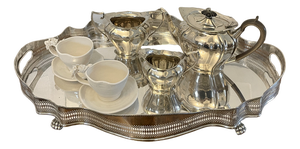 Antique Edwardian Silver Plated Tea Set, 1900, Set of 8
