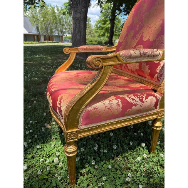 Mid 20th Century Gilded Louis XVI-Style Armchair For Sale - Image 5 of 12