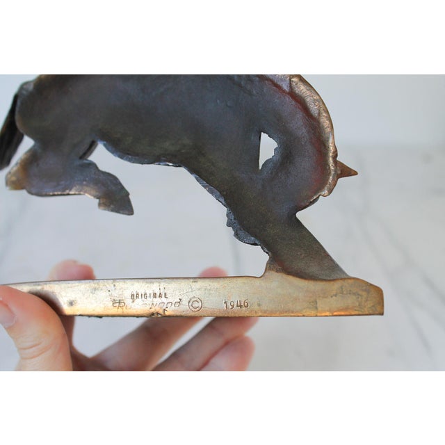 Bronze Vintage Russwood Solid Bronze Cowboy Riding Horse Bookend For Sale - Image 8 of 9