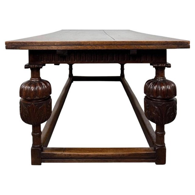 2000 - 2009 19th Century Antique English Oak Draw-Leaf Dining Table For Sale - Image 5 of 11