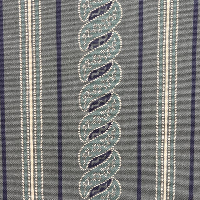 Textile Casa Lopez Carolina Irving Denim Blue Menerbes Stripe Solution Dyed Acrylic All Season Fabric- 7 Yards For Sale - Image 7 of 7