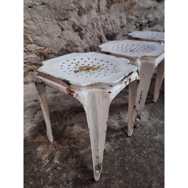 1930s French Industrial Metal Stools by Multipl's, 1930s, Set of 6 For Sale - Image 5 of 15