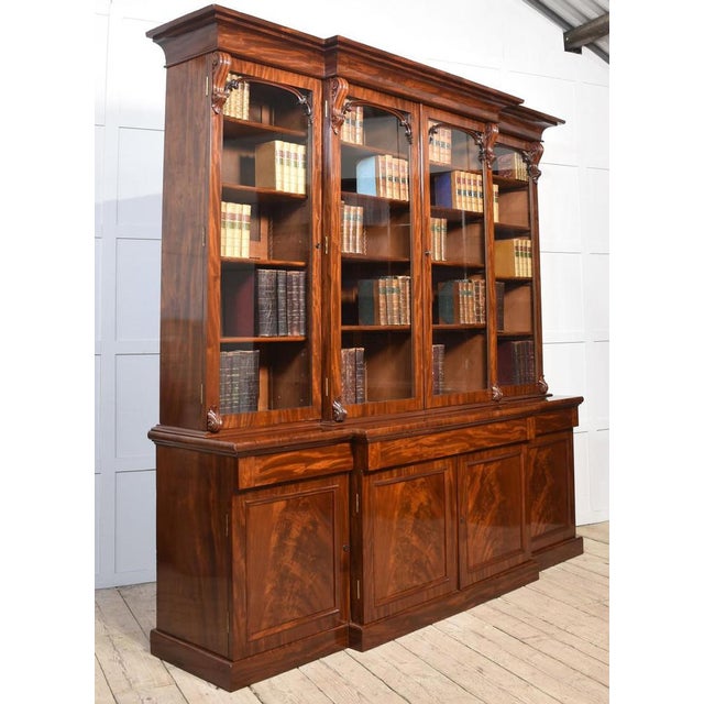 Mahogany Library Breakfront Bookcase, 19th Century For Sale - Image 3 of 18