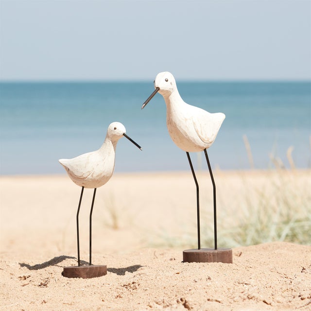 2020s Carved Wood Sea Bird with Metal Stand (Set of 2) For Sale - Image 5 of 9