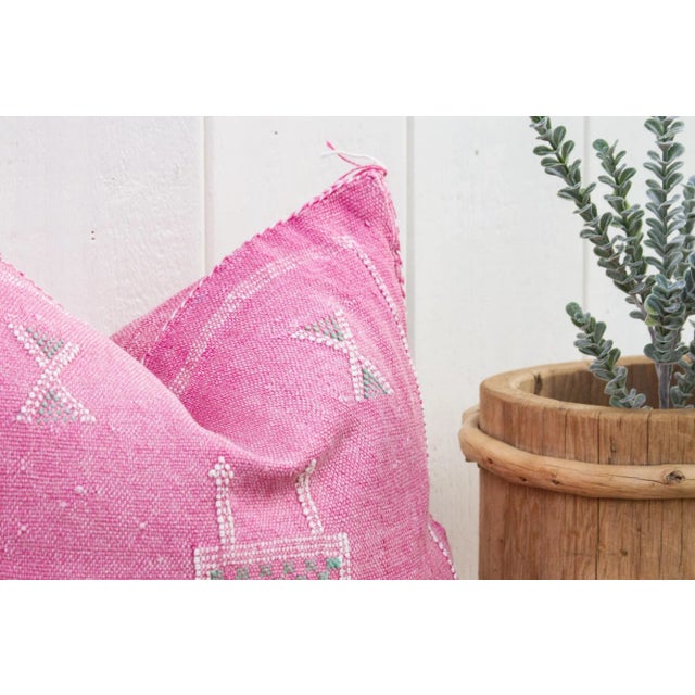 Cerise Moroccan Silk Rug Pillow For Sale - Image 4 of 9