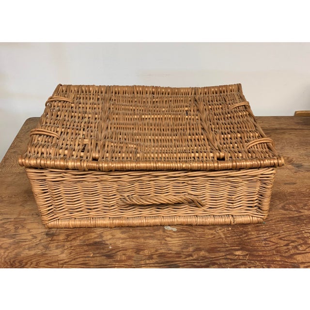 Shabby Chic Vintage French Willow Wicker Hamper Basket #2 For Sale - Image 3 of 7