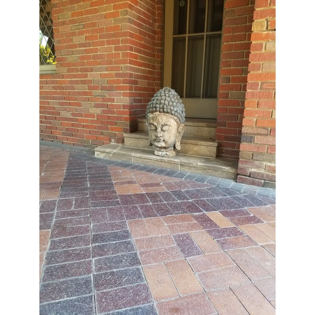 19th Century Antique Wood Carved Buddha Head For Sale - Image 5 of 9