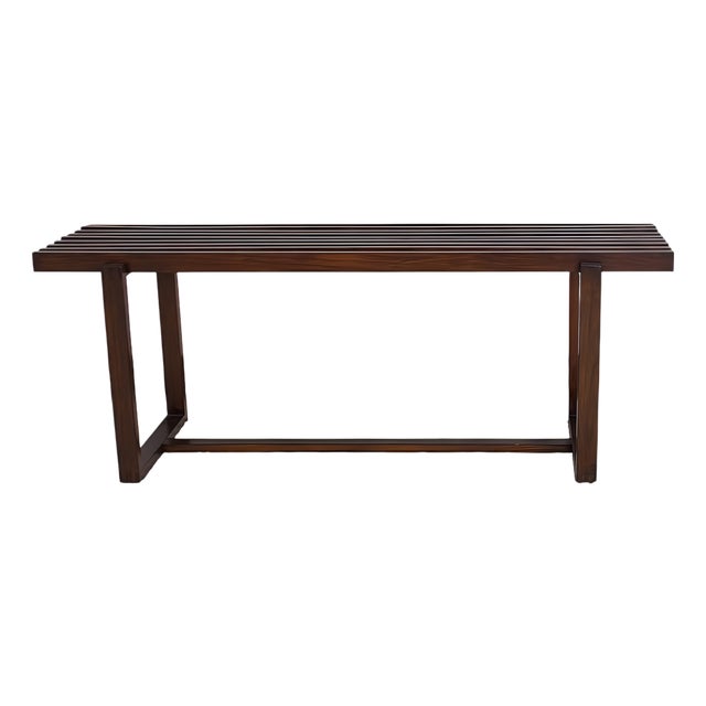 Mid-Century Scandinavian Modern Slatted Bench in Teak, 1960s For Sale