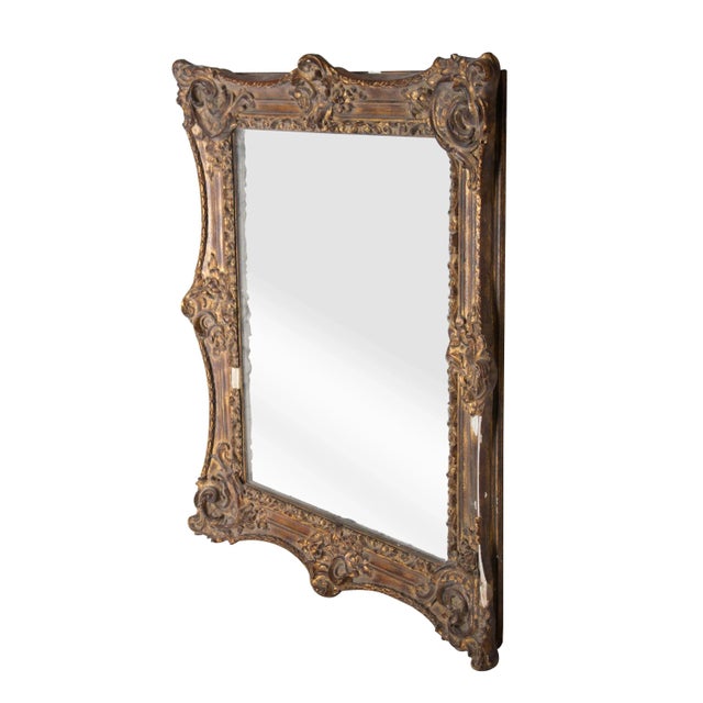 Neoclassical Empire rectangular handcrafted mirror. Rectangular hand-carved wooden structure with gold leave finish,...