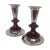 Mid-Century Walnut & Chrome Candlesticks - A Pair For Sale