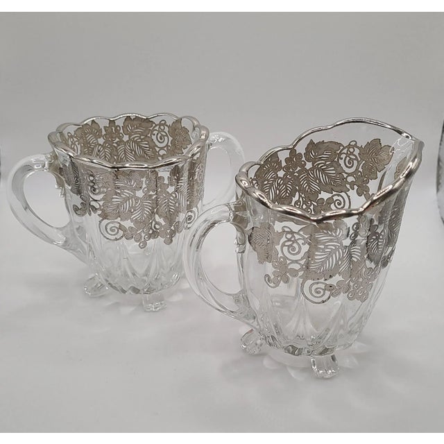 Vintage Silver Overlay Grapevine Sugar & Creamer Set Attributed to Silver City Glass Co.- 2 Pieces For Sale - Image 11 of 11