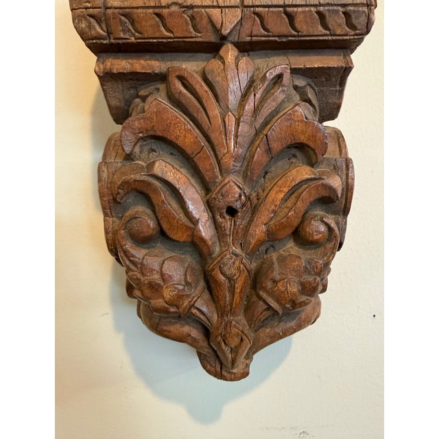 Mid 19th Century Antique French Hand Carved Wood Corbel Wall Bracket For Sale - Image 5 of 5