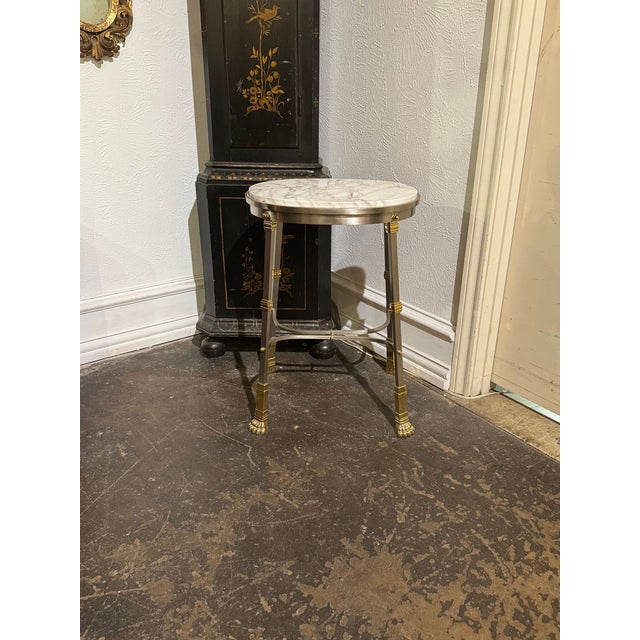 Metal Vintage French Maison Jansen Steel Side Table For Sale - Image 7 of 7