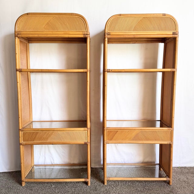 This pair of Boho Chic Wavy Pencil Reed Étagères showcases the breezy sophistication and artisan craftsmanship that define...