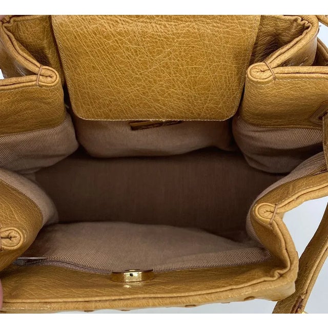Vintage Judith Leiber Tan Ostrich Kelly Lock Handbag For Sale - Image 11 of 12