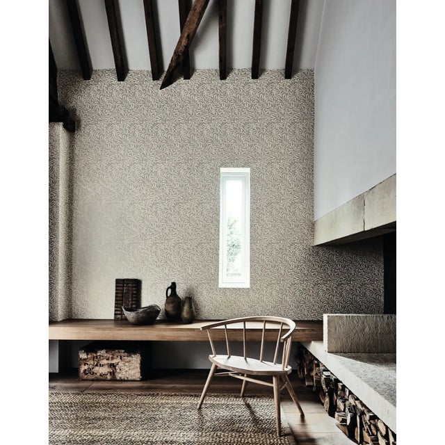 English Morris & Co Pure Willow Bough Wallpaper in Charcoal/Black - a Sample For Sale - Image 3 of 3