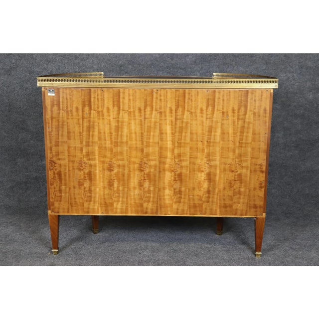 Superb Decorative Crafts Italian-Made Flame Mahogany Directoire Demilune Commode For Sale - Image 4 of 12