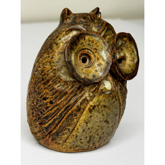 1970s British Brutalist Studio Pottery Owl With Oversized Eyes For Sale - Image 6 of 10