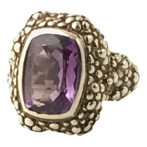 Stephen Dweck Amethyst Beaded Floral Sterling Ring size 5.75