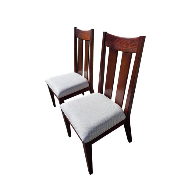 1990s Ethan Allen Horizons Dining Side Chair Pair Wood Slat Back Accent Living Room For Sale - Image 13 of 15