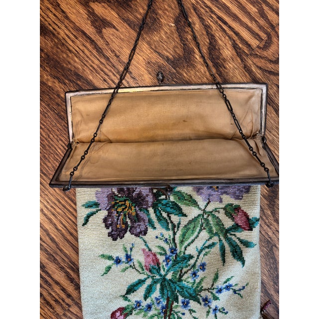 Antique Micro Beaded Handbag Floral on Chain For Sale In Philadelphia - Image 6 of 7