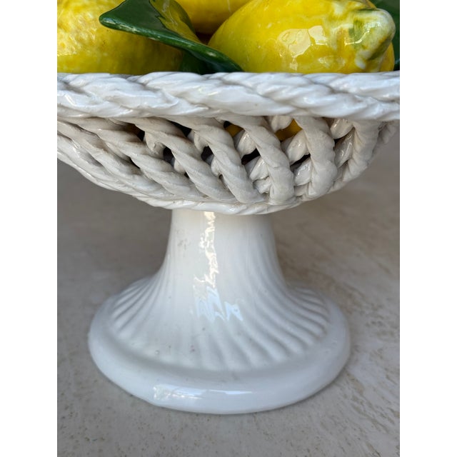 Italian Trompe l'Oeil Ceramic Lemon Basket For Sale In San Diego - Image 6 of 8
