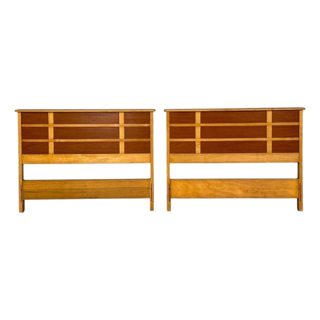 Paul Frankl, Rare Twin Headboards, Mahogany, Rock Maple, Usa, 1950s For Sale