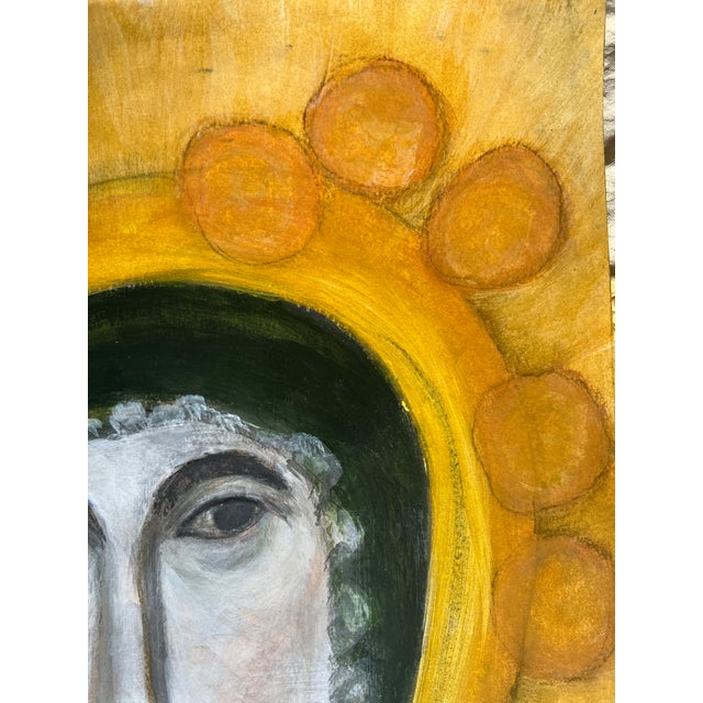 Modern Icon With Golden Halo, Original Painting For Sale - Image 4 of 6