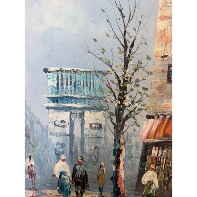 Late 20th Century Listed Artist C.Burnett(IX-XX) Oil Painting Paris Street Scene, Arc De Triomphe For Sale - Image 9 of 12