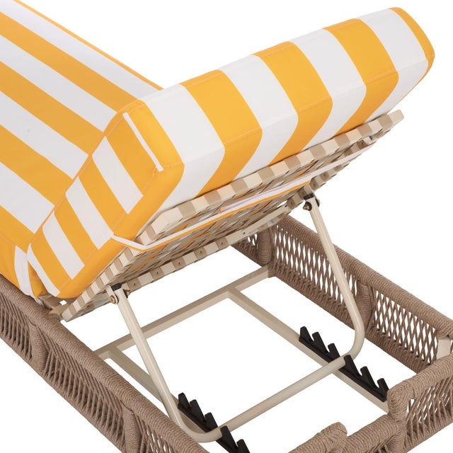 Metal Gillian Chaise Lounge, Heather Tan/Yellow Stripe For Sale - Image 7 of 12
