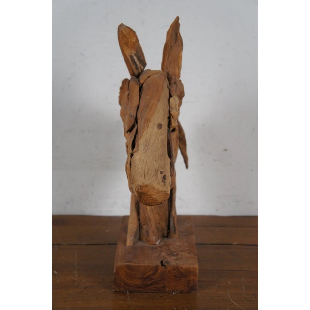 Late 20th Century Vintage Abstract Modern Teak Driftwood Horse Head Bust Sculpture Statue For Sale - Image 5 of 10