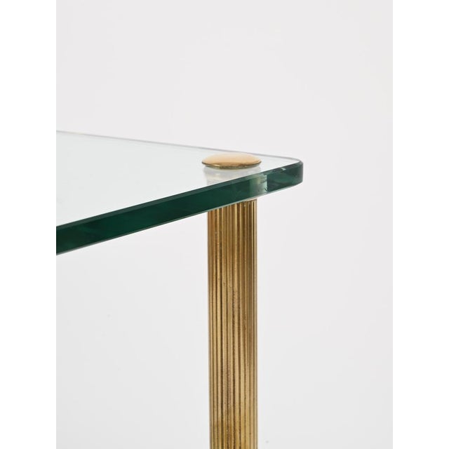 1970s Brass and Glass 2-Tier Side Table or Nightstand from Maison Jansen, France, 1970s For Sale - Image 5 of 14