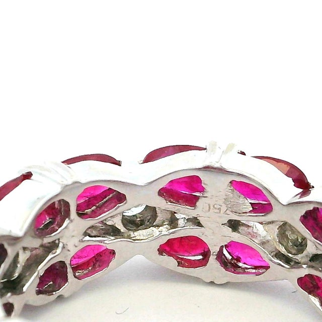 Ruby Red 18k White Gold Ruby and Diamond Eternity Band Ring, 5.50 Carats, Size 8 For Sale - Image 8 of 9