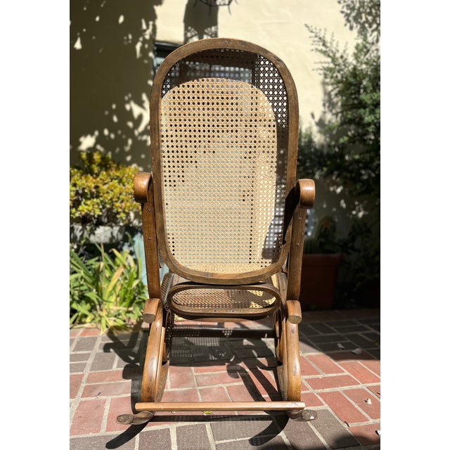 1960s Mid-Century Bentwood Caned Rocking Chair by Salvatore Leone Modena, Italy For Sale - Image 9 of 9