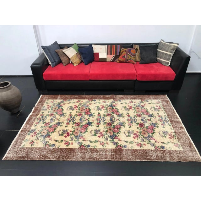 Vintage Floral Turkish Handmade Multicolor Rug For Sale In Phoenix - Image 6 of 11